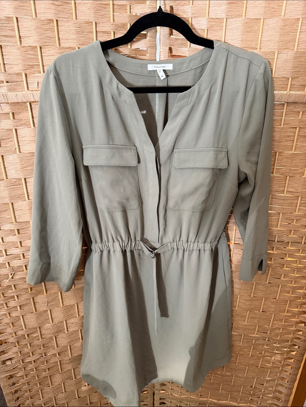 Maurices Olive Green Drawstring Waist Mini Dress